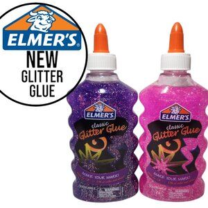 New 2x Elmer's Liquid Glitter Glue pink purple school supplies Slime arts crafts